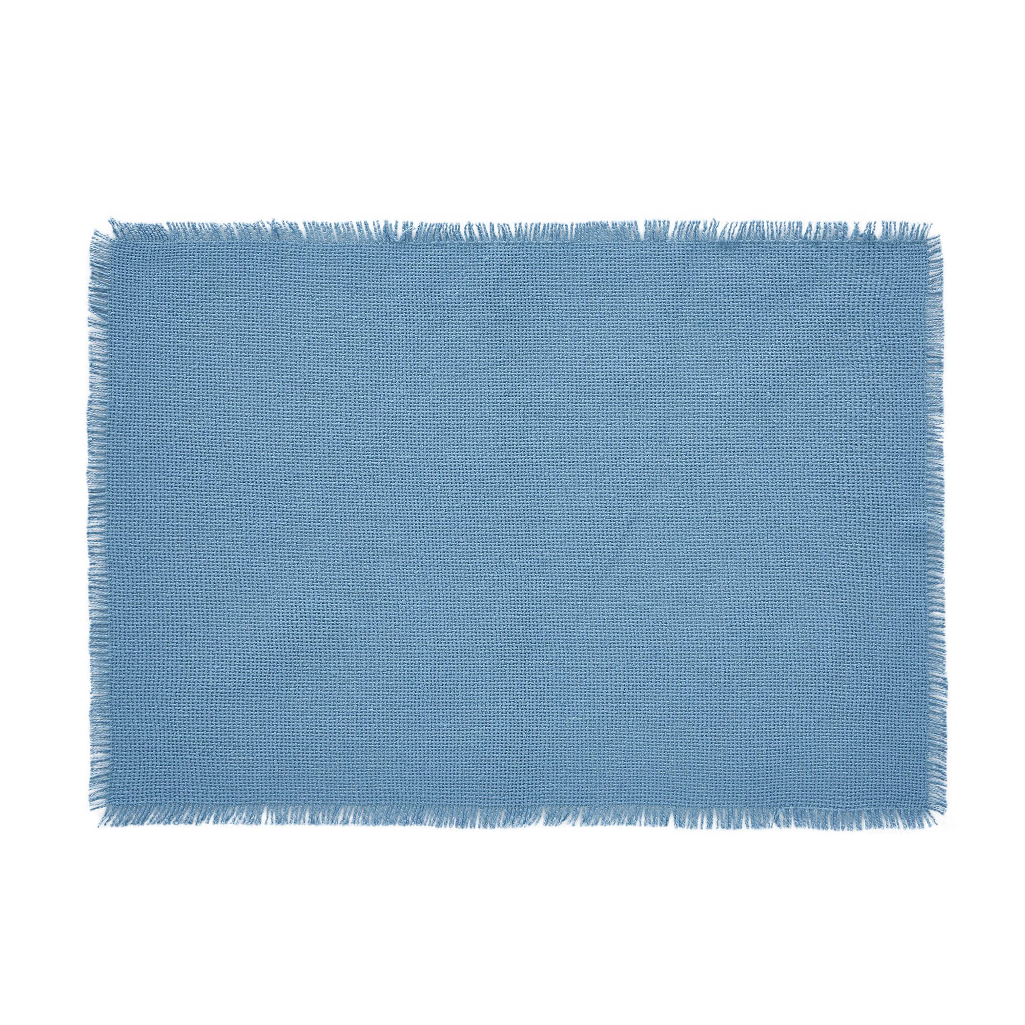 Set of 6 Fringed Placemats Burlap Blue - Image 2