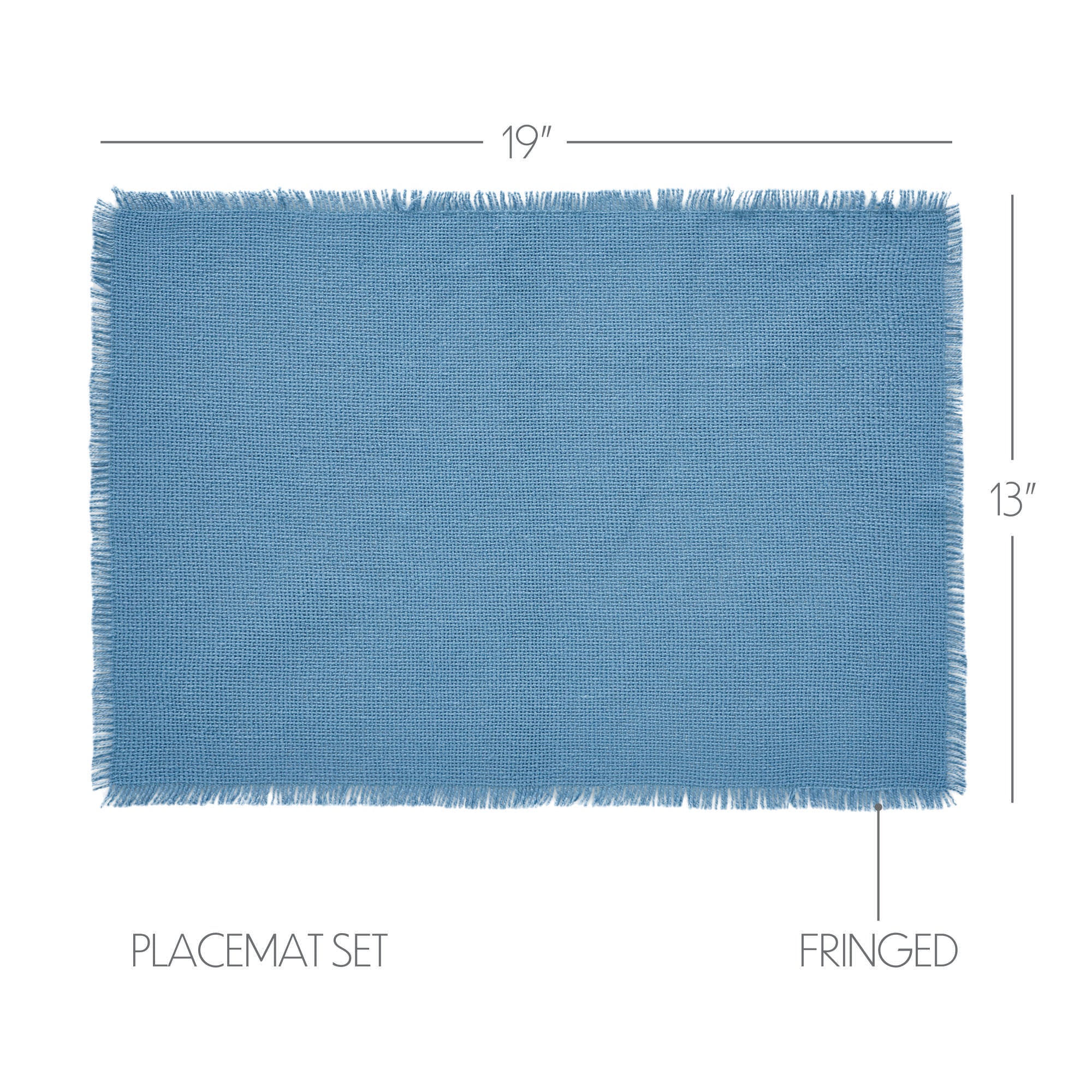 Set of 6 Fringed Placemats Burlap Blue - Image 4