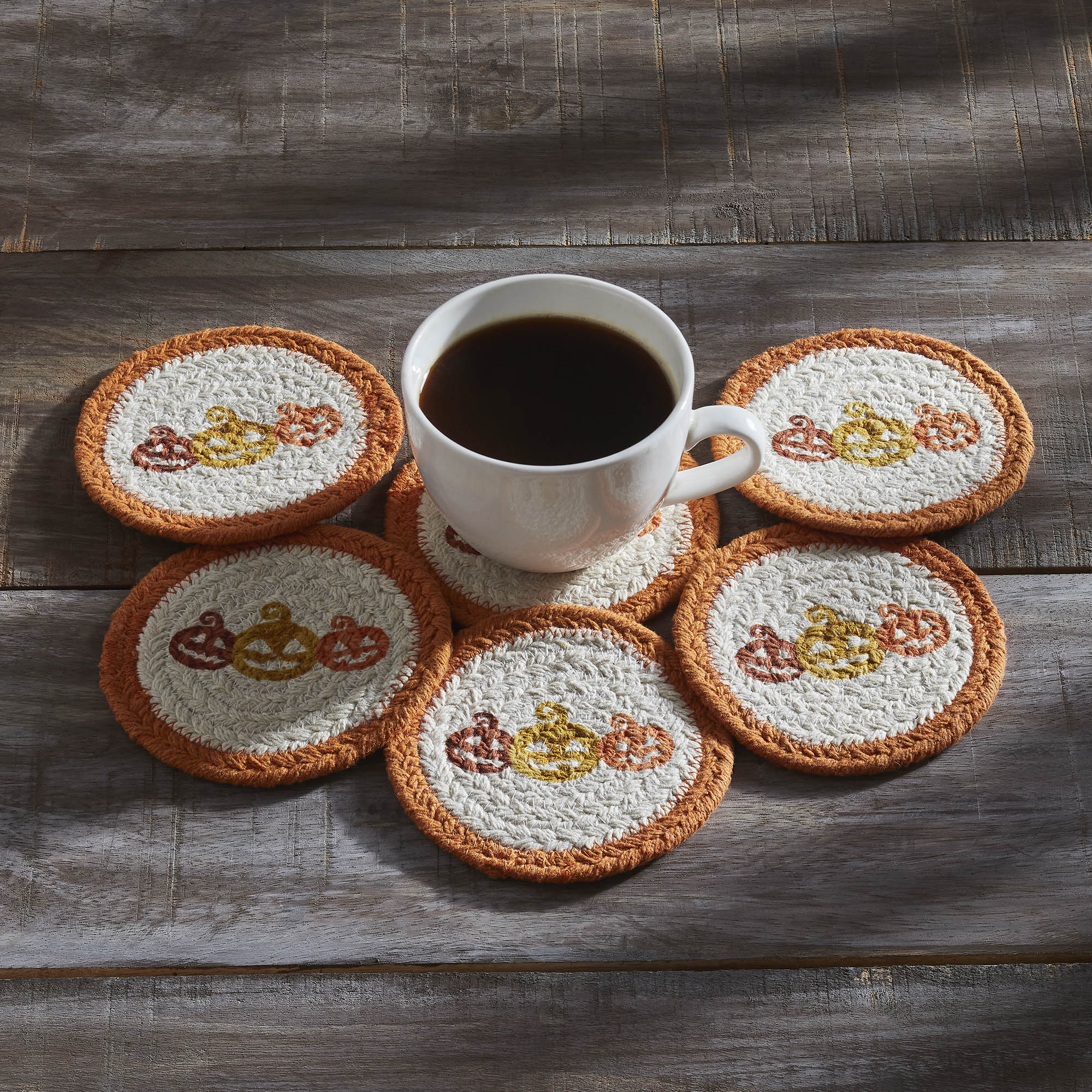 Set of 6 Halloween Jack O' Lantern Stencil Coasters
