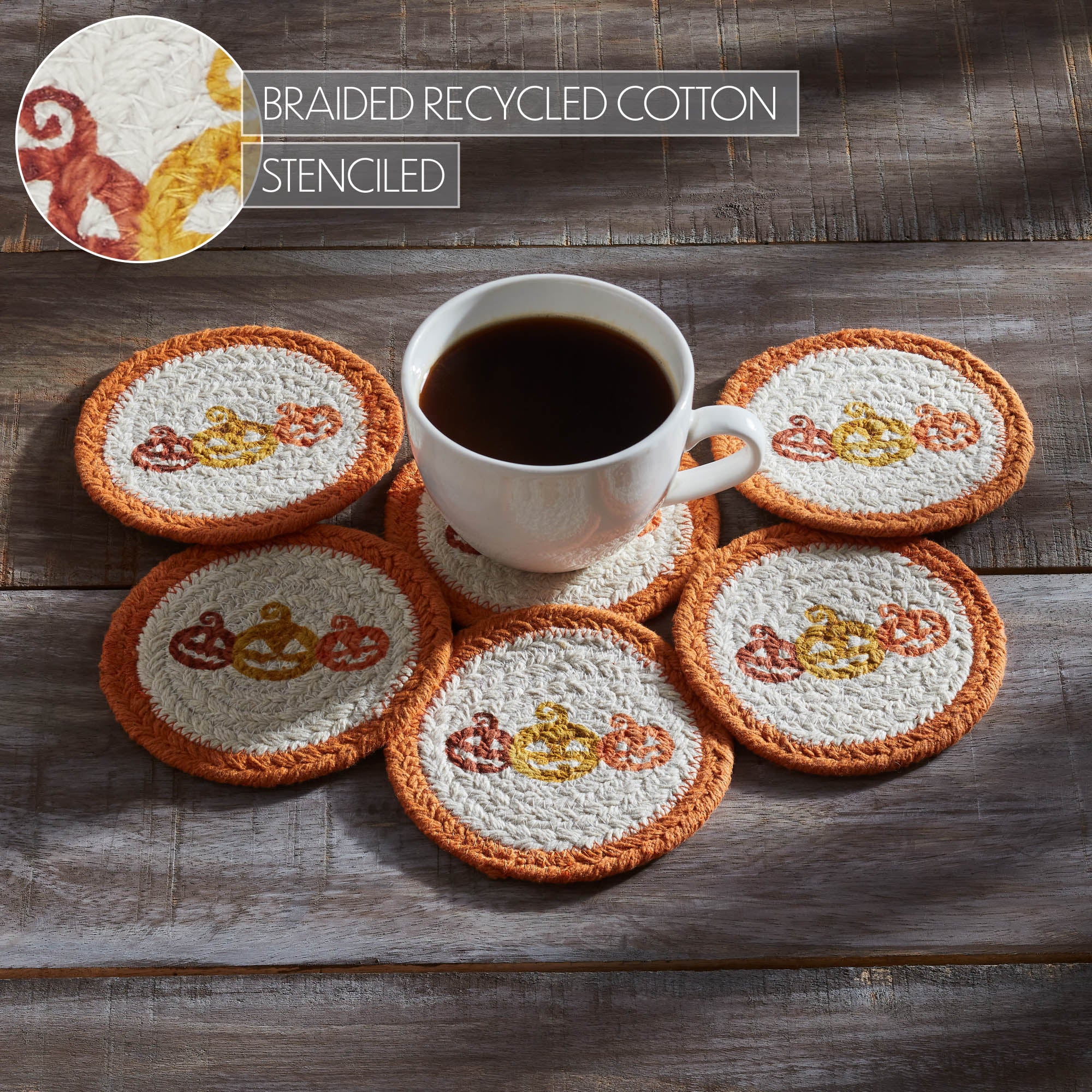 Set of 6 Halloween Jack O' Lantern Stencil Coasters - Image 6