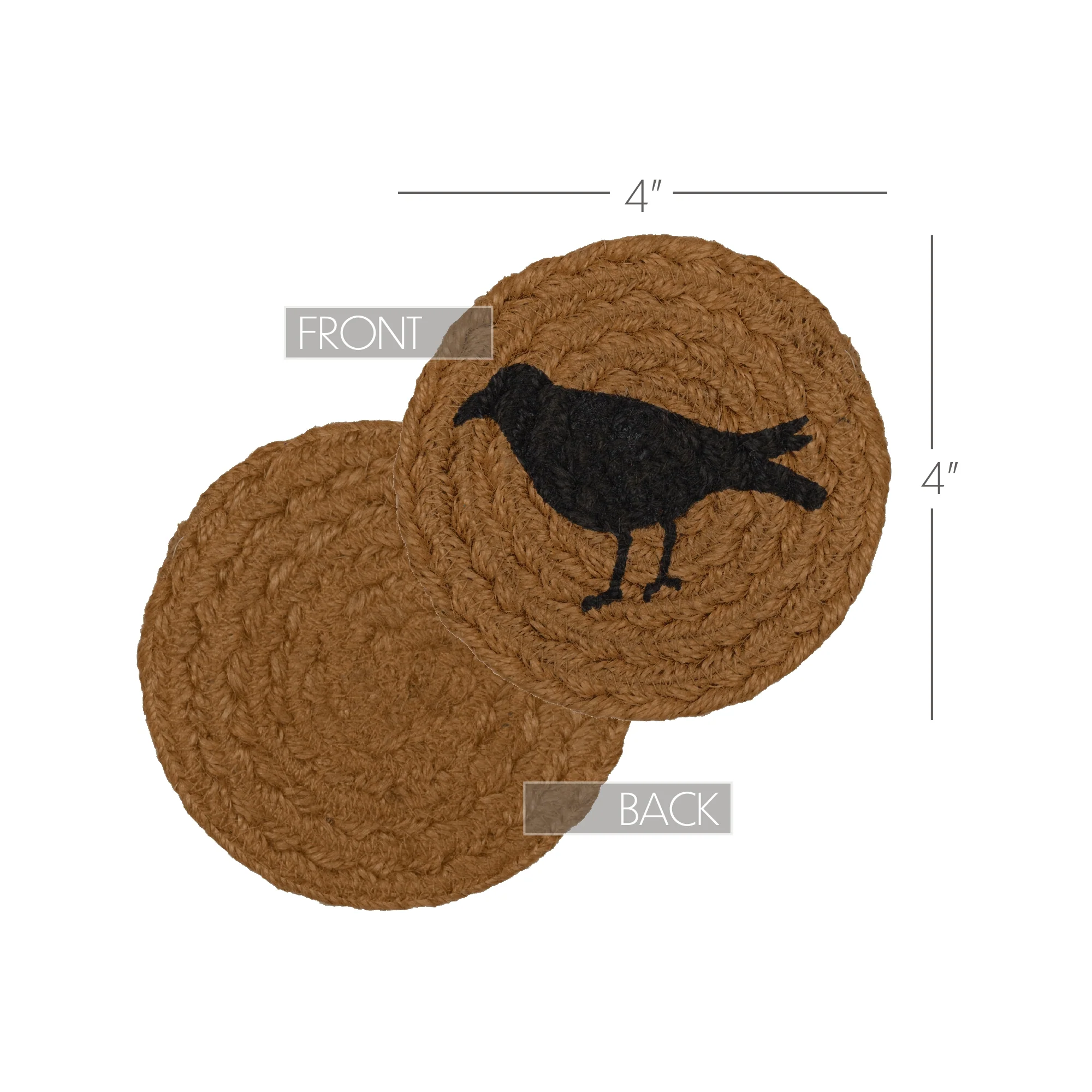 Set of 6 Heritage Farms Crow Jute Coasters - Image 4