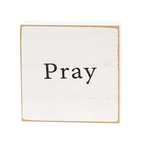 Set of 6 Inspirational Faith Word 3" White Wooden Square Blocks - Image 3