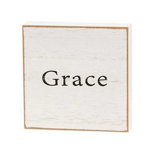 Set of 6 Inspirational Faith Word 3" White Wooden Square Blocks - Image 4