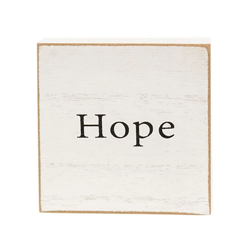 Set of 6 Inspirational Faith Word 3" White Wooden Square Blocks - Image 6