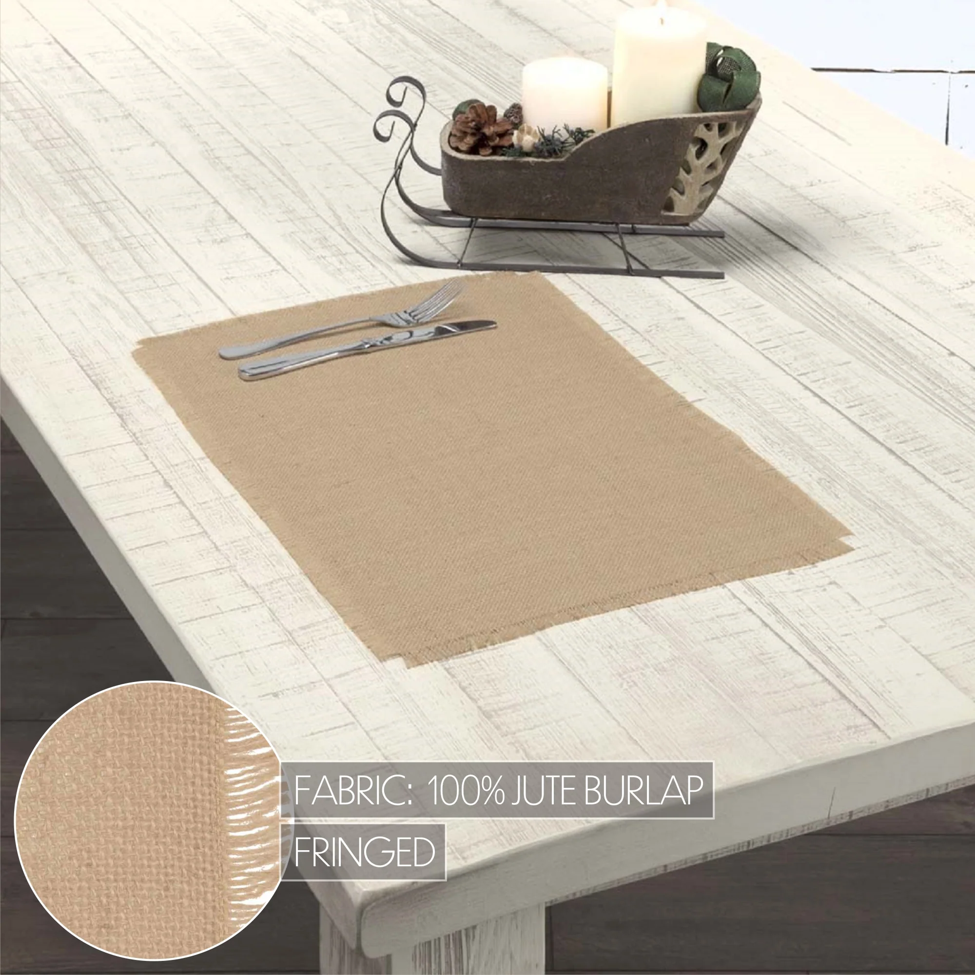 Set of 6 Jute Burlap Natural Placemats - Image 6