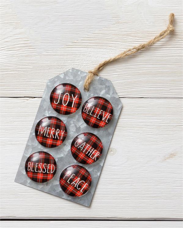 Set of 6 Magnets - Joy, Believe, Merry, Gather, Blessed, Peace
