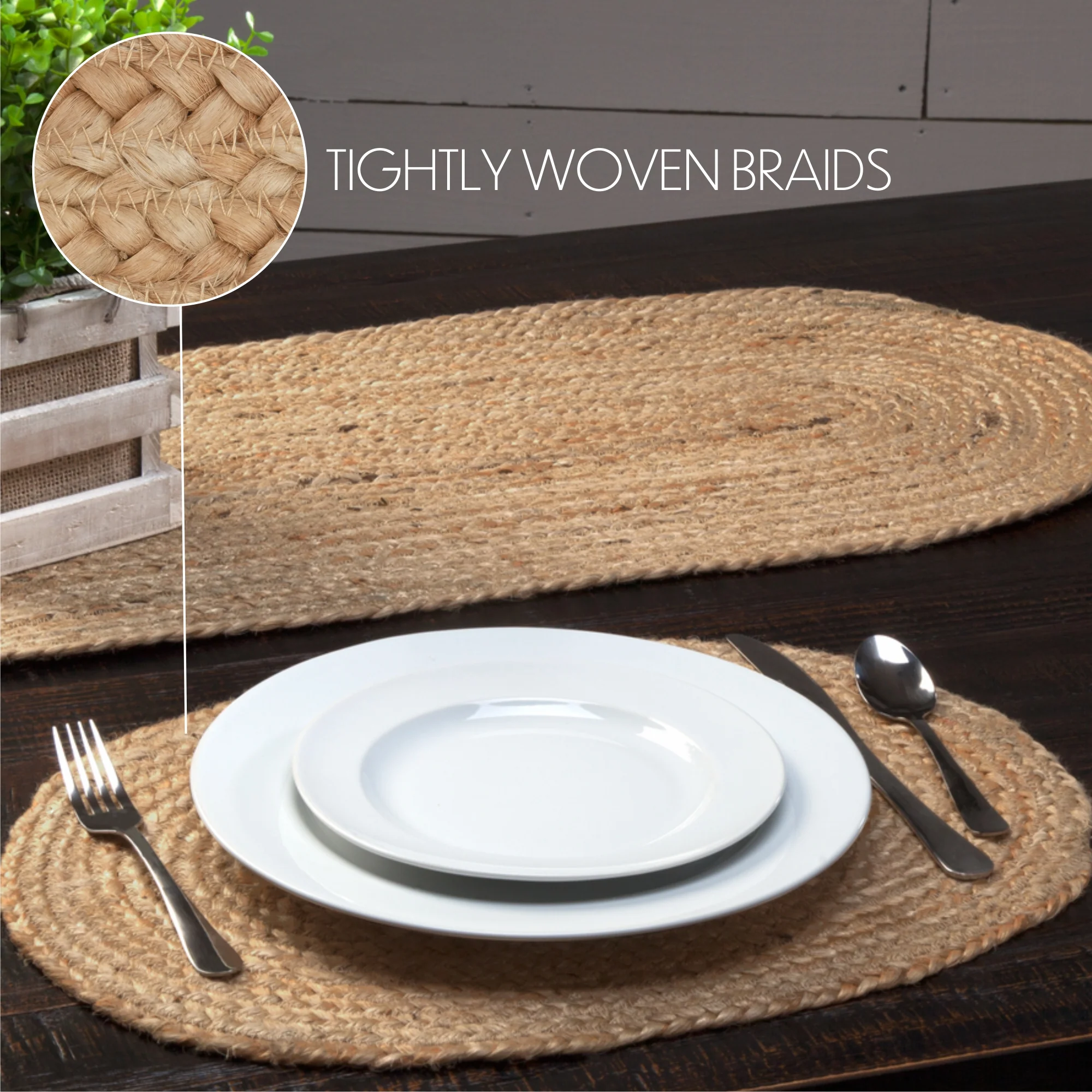 Set of 6 Natural Jute Placemats 12'' x 18'' - Image 7