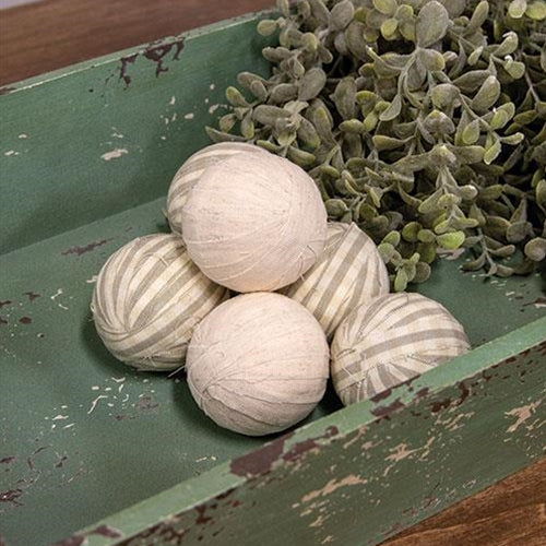 Set of 6 Natural Striped Rag Balls - Image 2