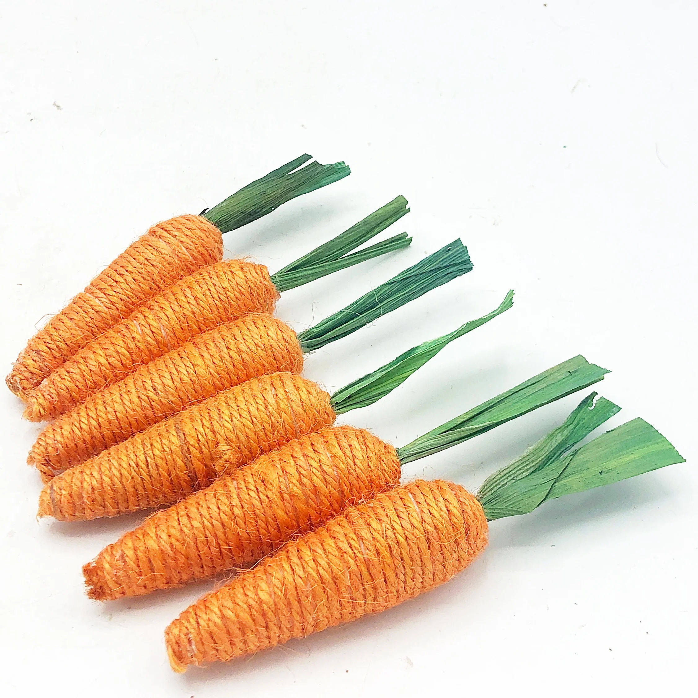 ๐ Set of 6 Orange Sisal Carrots with Raffia Stem 4.5" - Image 3