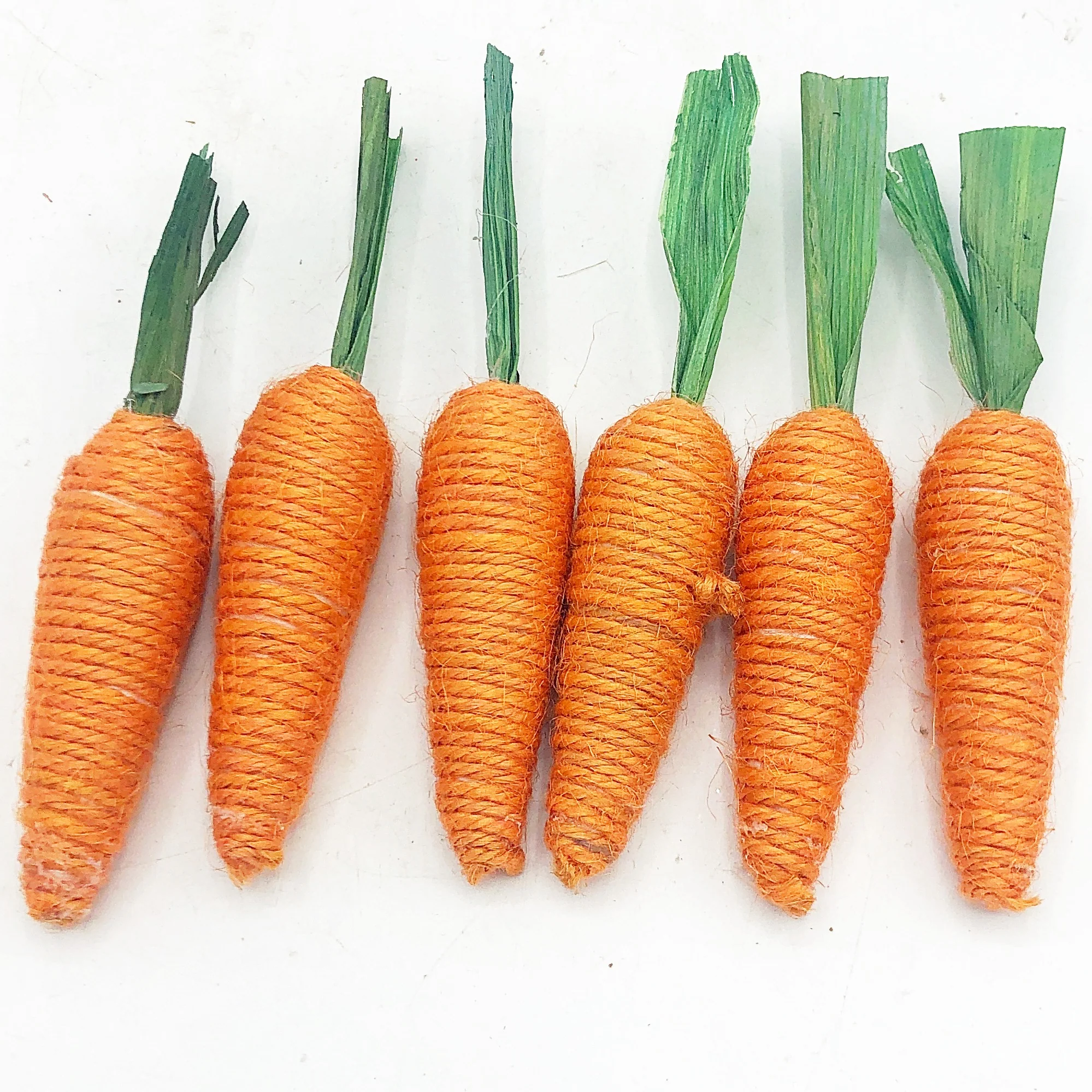 ๐ Set of 6 Orange Sisal Carrots with Raffia Stem 4.5" - Image 4