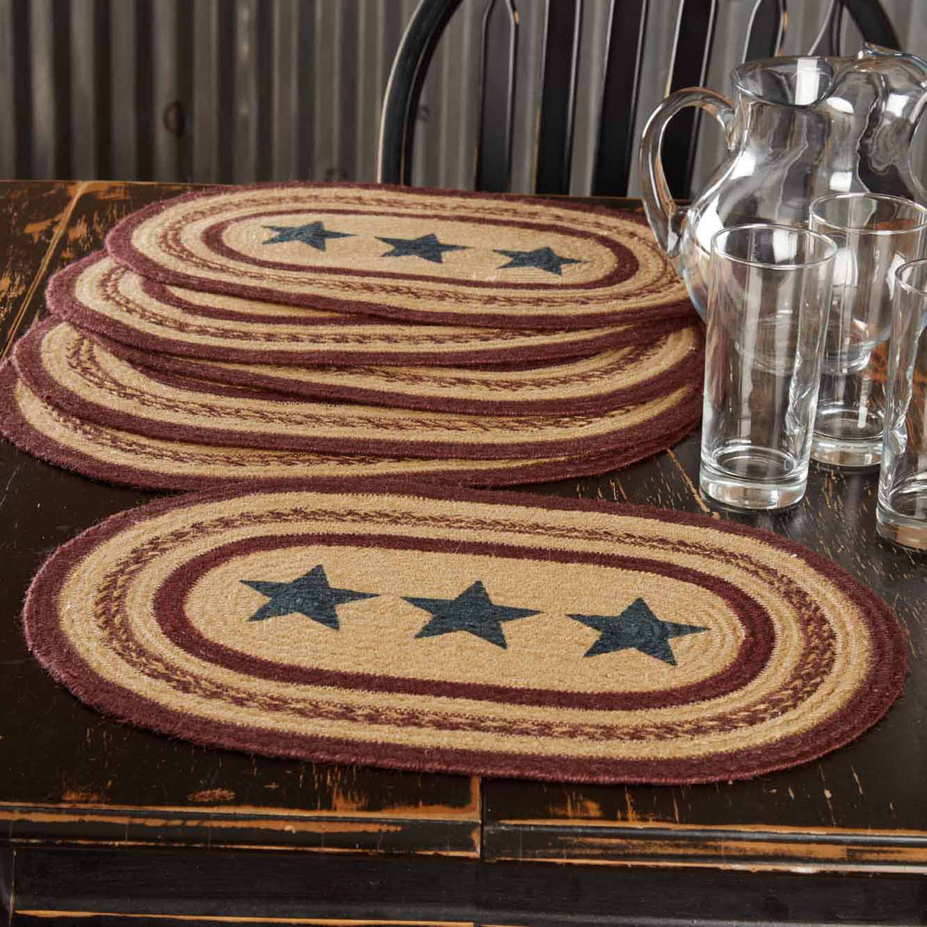 Set of 6 Potomac Jute Stencil Stars Placemats