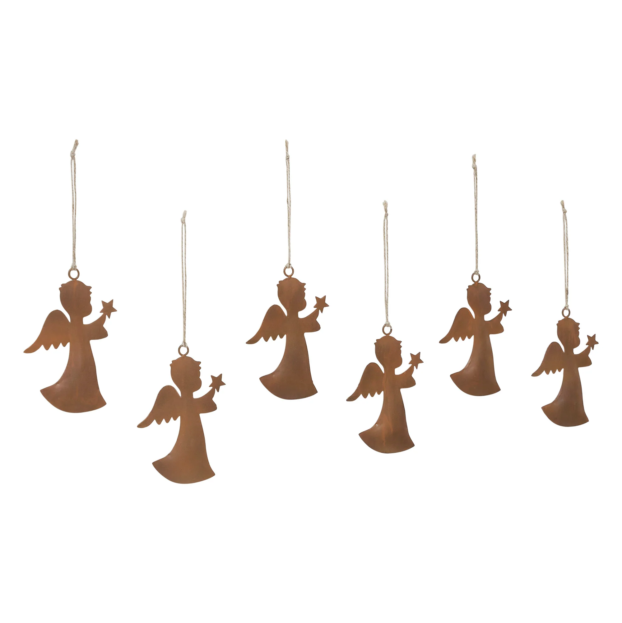 Set of 6 Rust Angel Metal Ornaments - Image 2