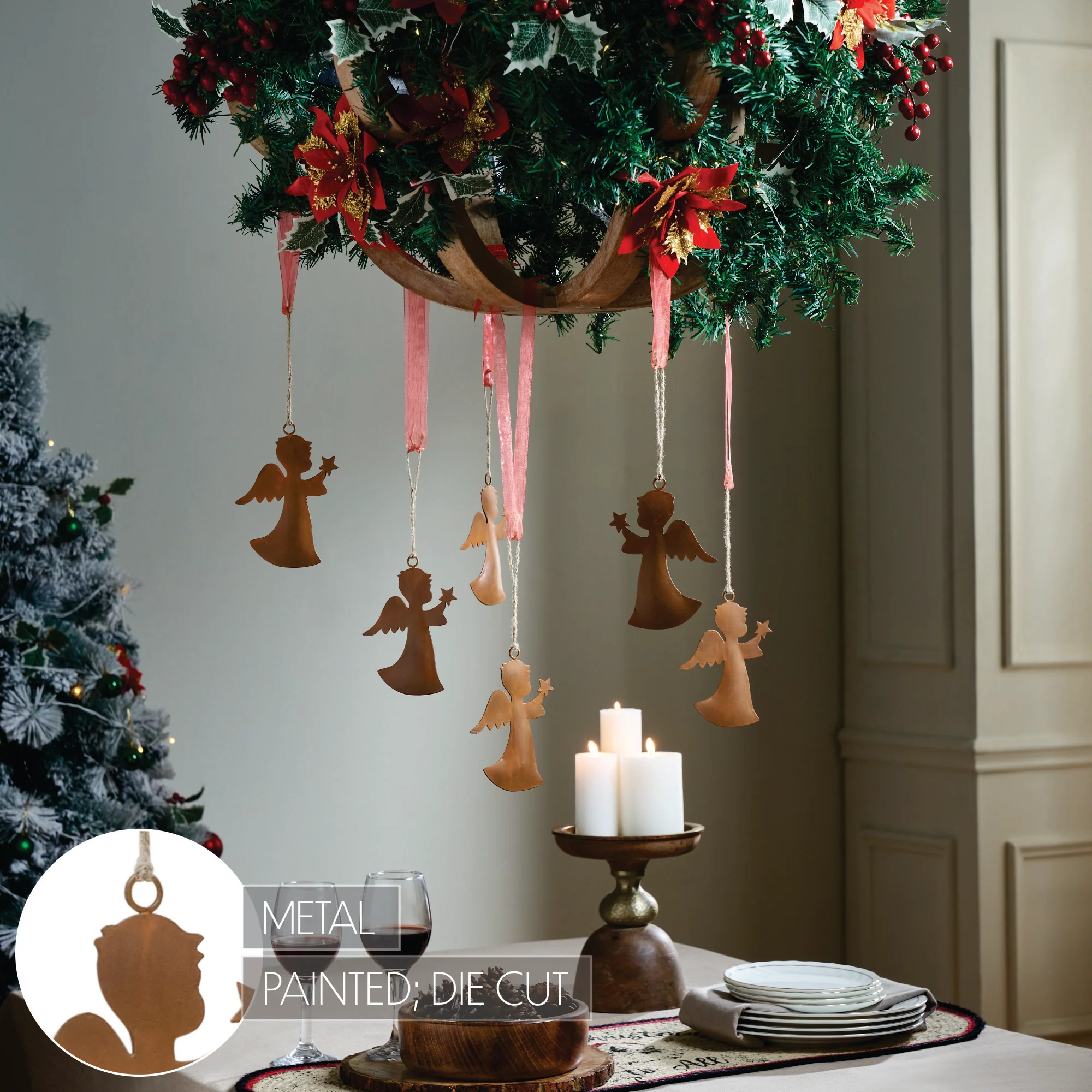 Set of 6 Rust Angel Metal Ornaments - Image 4