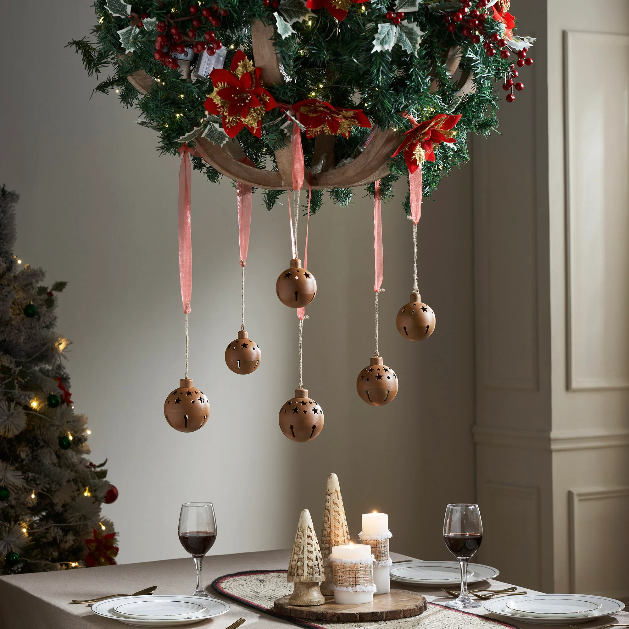 Set of 6 Rust Bell Metal Ornaments