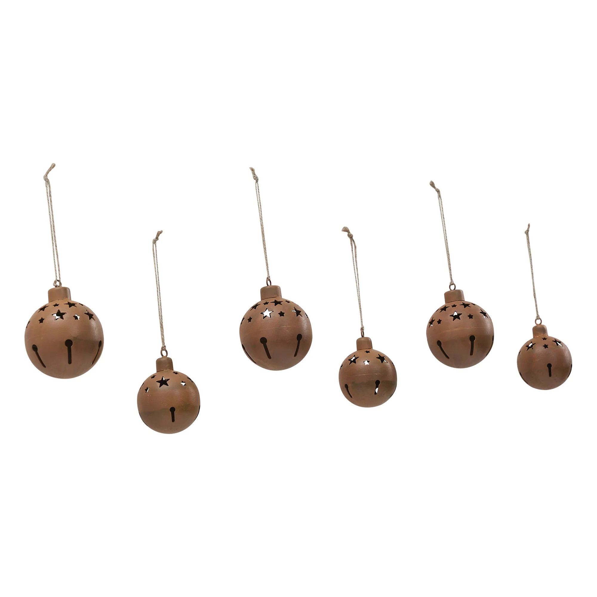 Set of 6 Rust Bell Metal Ornaments - Image 3