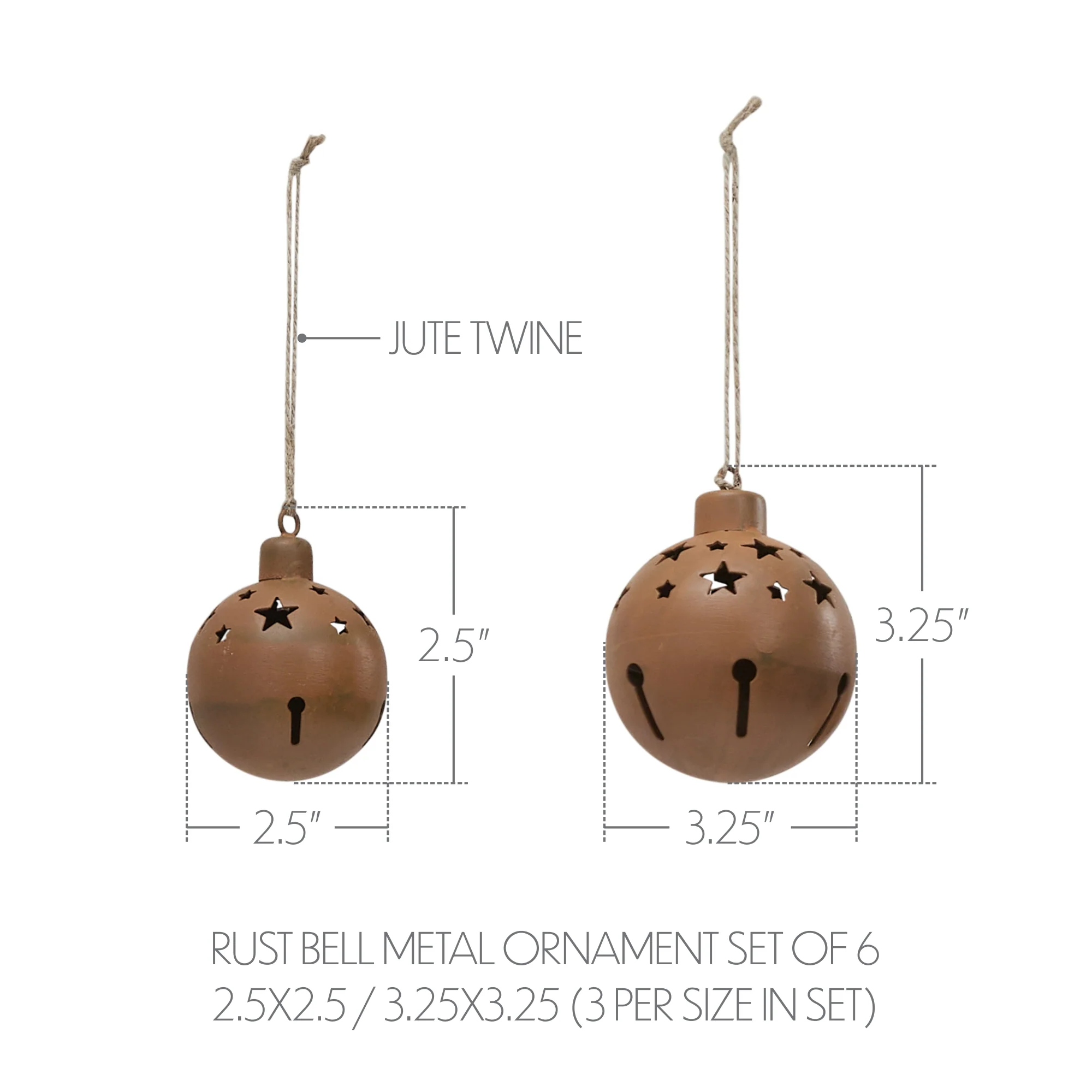 Set of 6 Rust Bell Metal Ornaments - Image 4