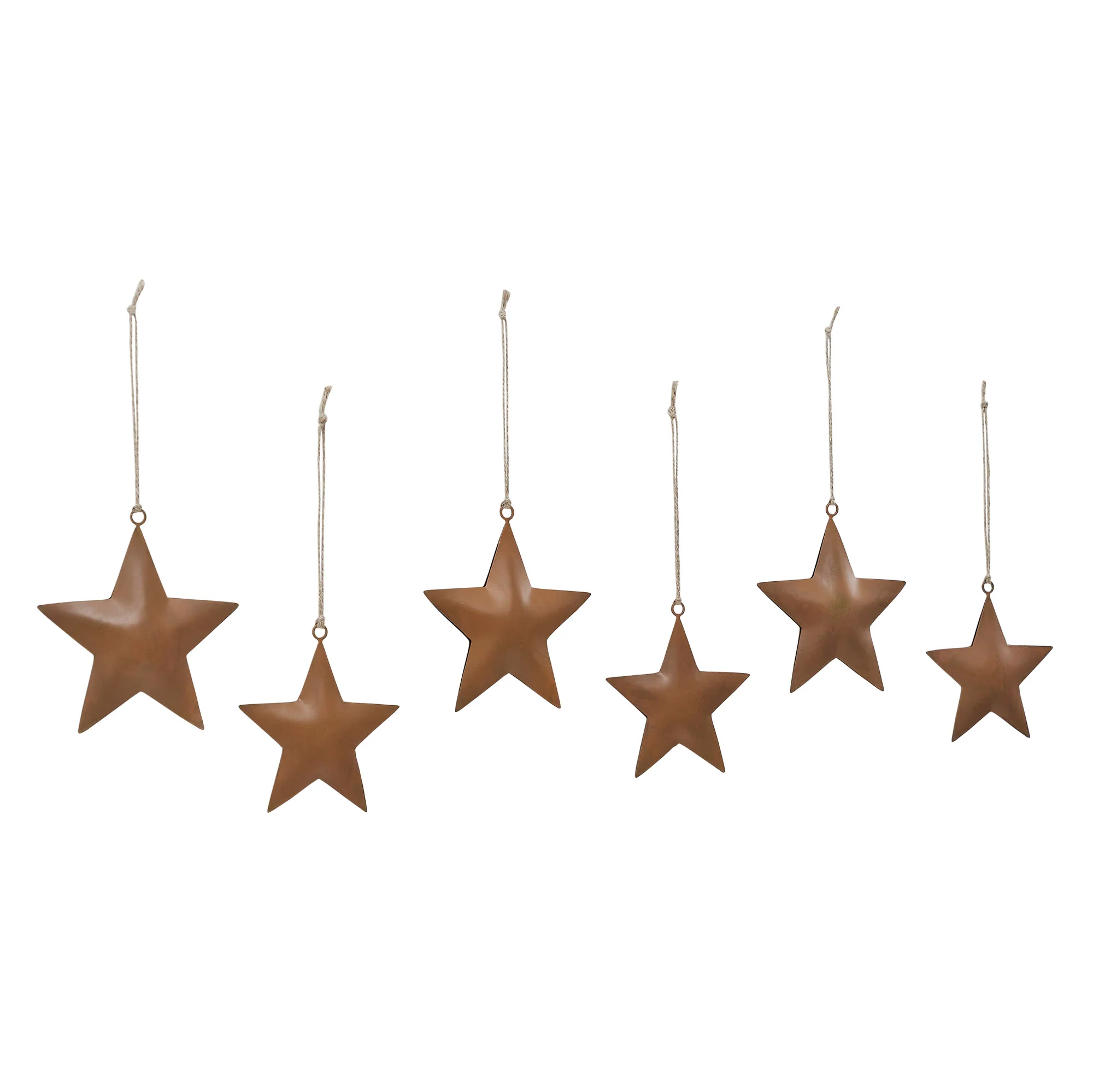 Set of 6 Rust Star Metal Ornaments - Image 2