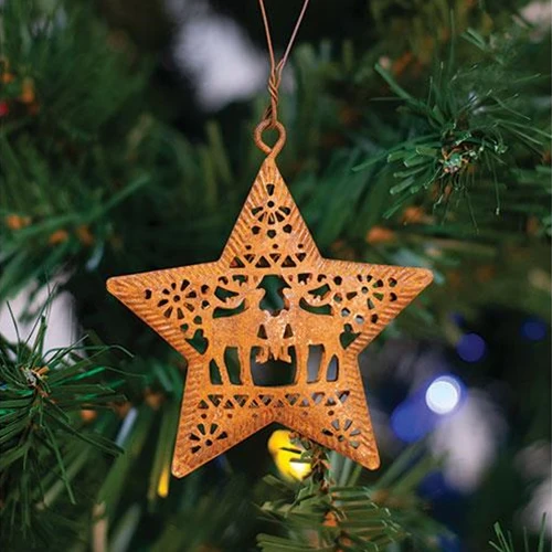 ๐ Set of 6 Rusty Reindeer Star Christmas Ornaments