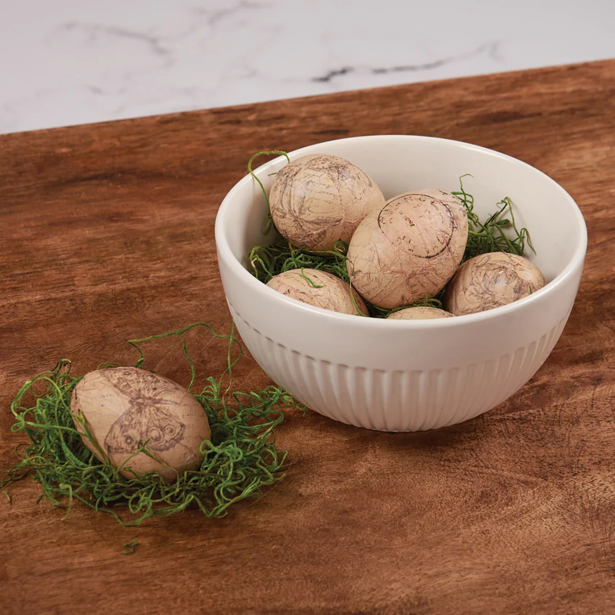 Set of 6 Vintage-Style Paper Wooden Eggs - Image 9