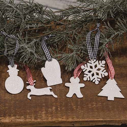 Set of 6 White Glitter Winter Wonder Ornaments - Image 8
