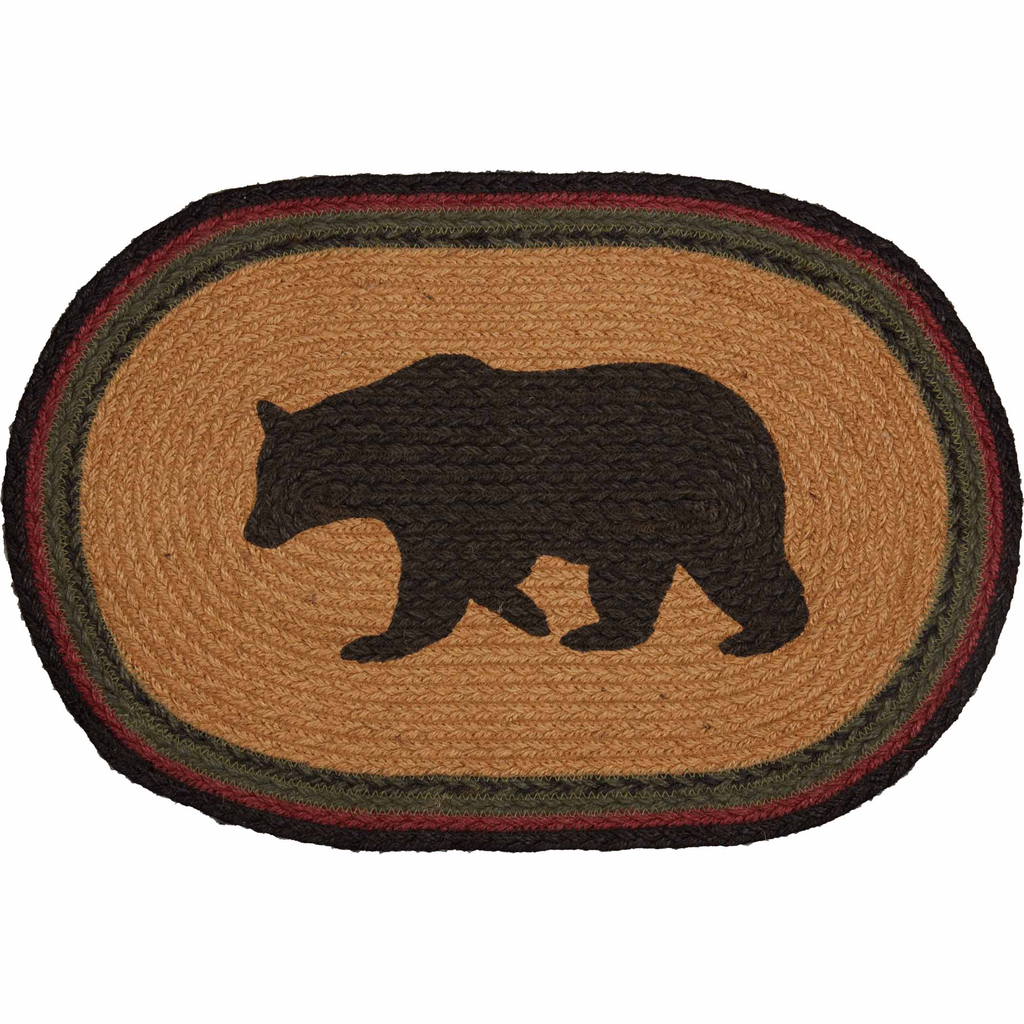 Set of 6 Wyatt Stenciled Bear Jute Oval Placemats - Image 4
