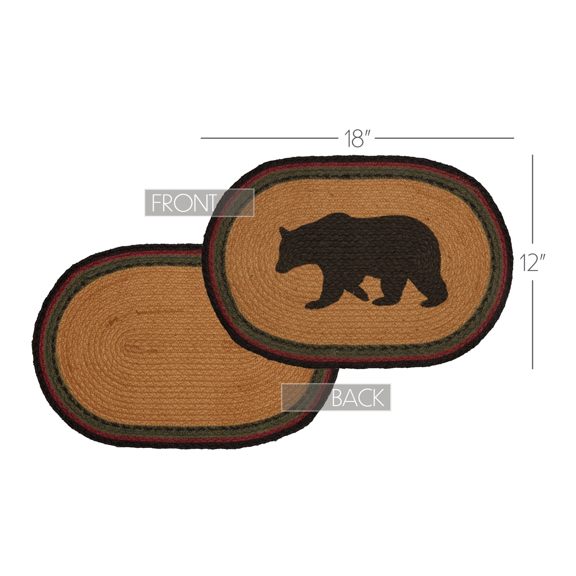 Set of 6 Wyatt Stenciled Bear Jute Oval Placemats - Image 6