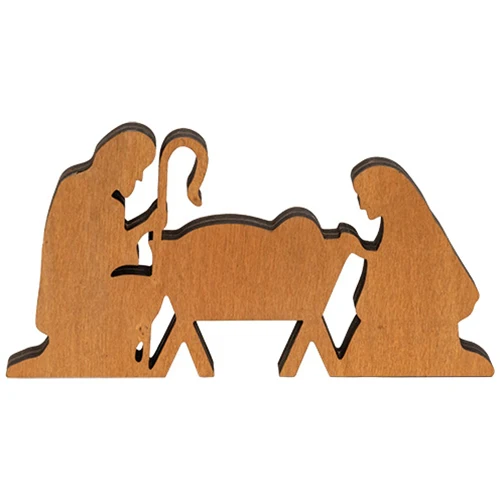 Set of 7 Natural Wood Silhouette Nativity Figures - Image 6