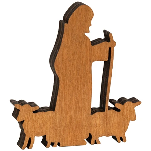 Set of 7 Natural Wood Silhouette Nativity Figures - Image 9