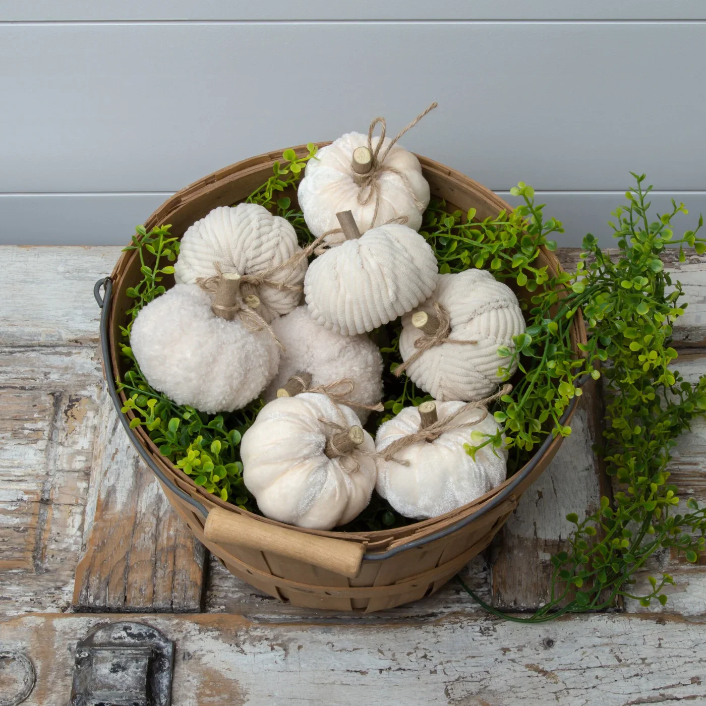 Set of 9 Creamy Soft Fabric Pumpkins - Image 2
