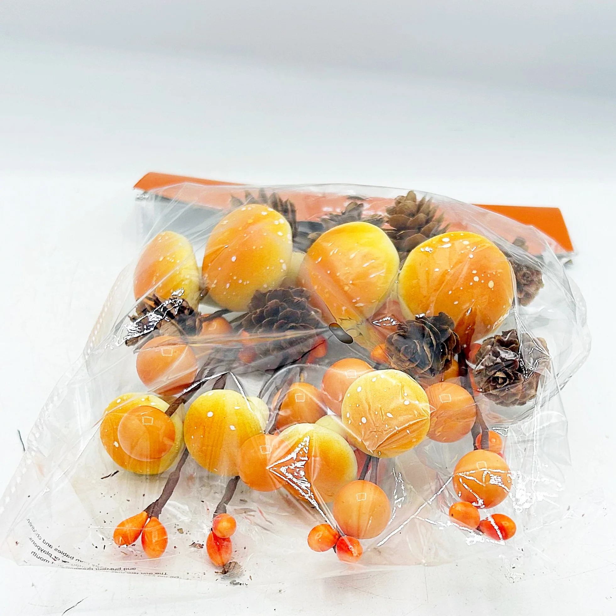 ๐ Set of Four Fall Orange Mushroom & Pinecone 8" Picks - Image 3