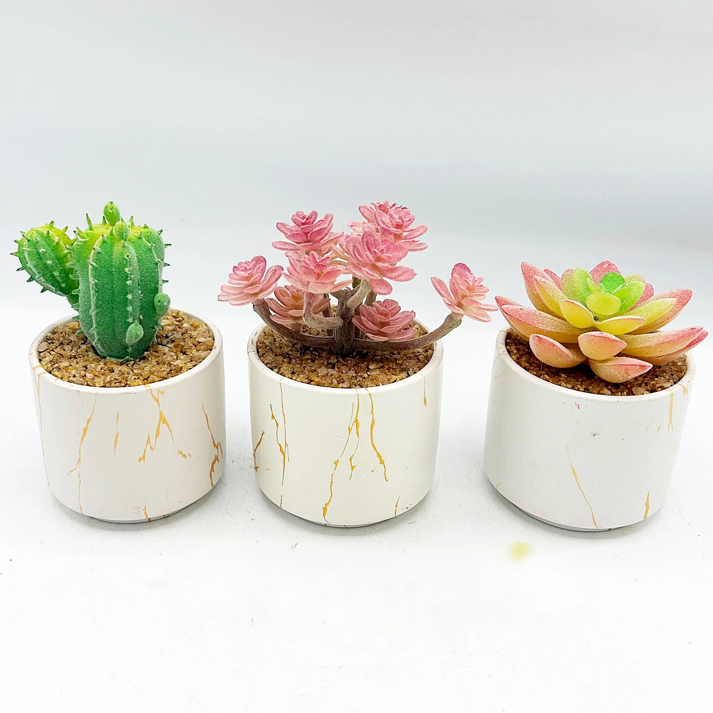 Set of Three Faux Succulents in Mini Pots