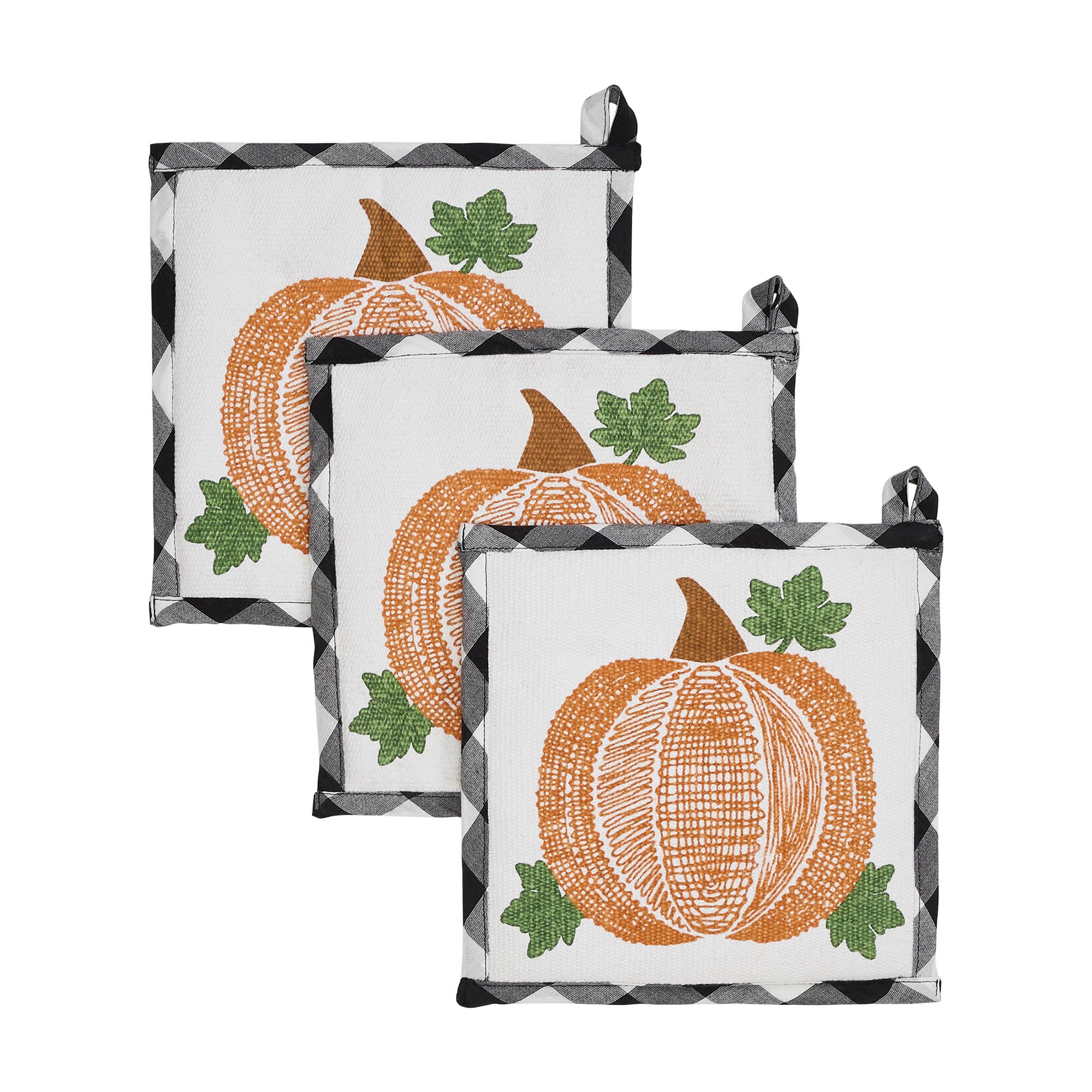 Set of3 Annie Black Check Pumpkin Trivet - Image 3