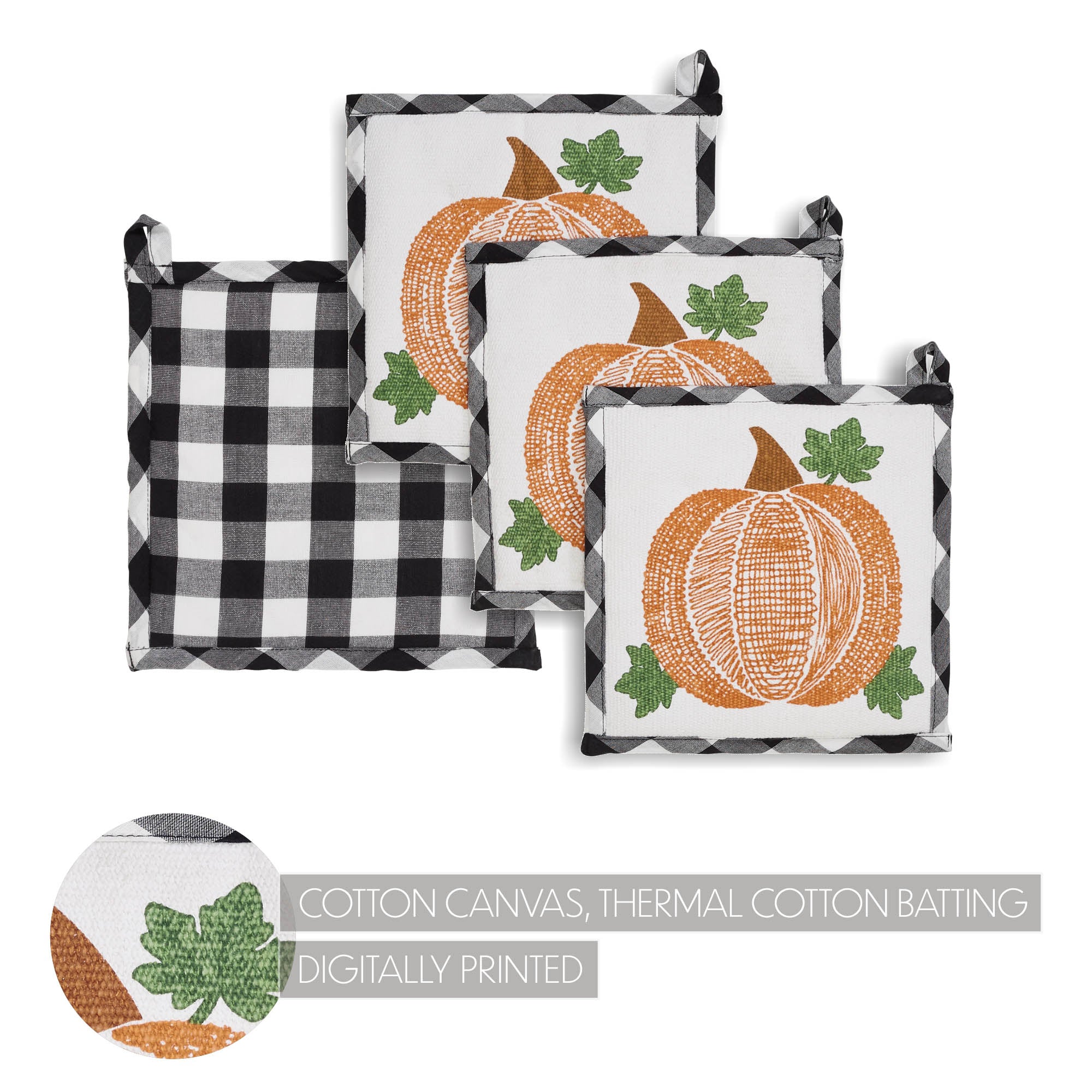 Set of3 Annie Black Check Pumpkin Trivet - Image 6