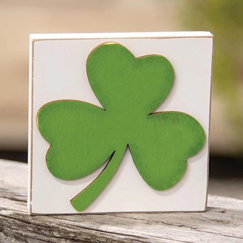 💙 Surprise Me Sale 🤭 💙 Shamrock Small Square Block 3.5" H - Image 2