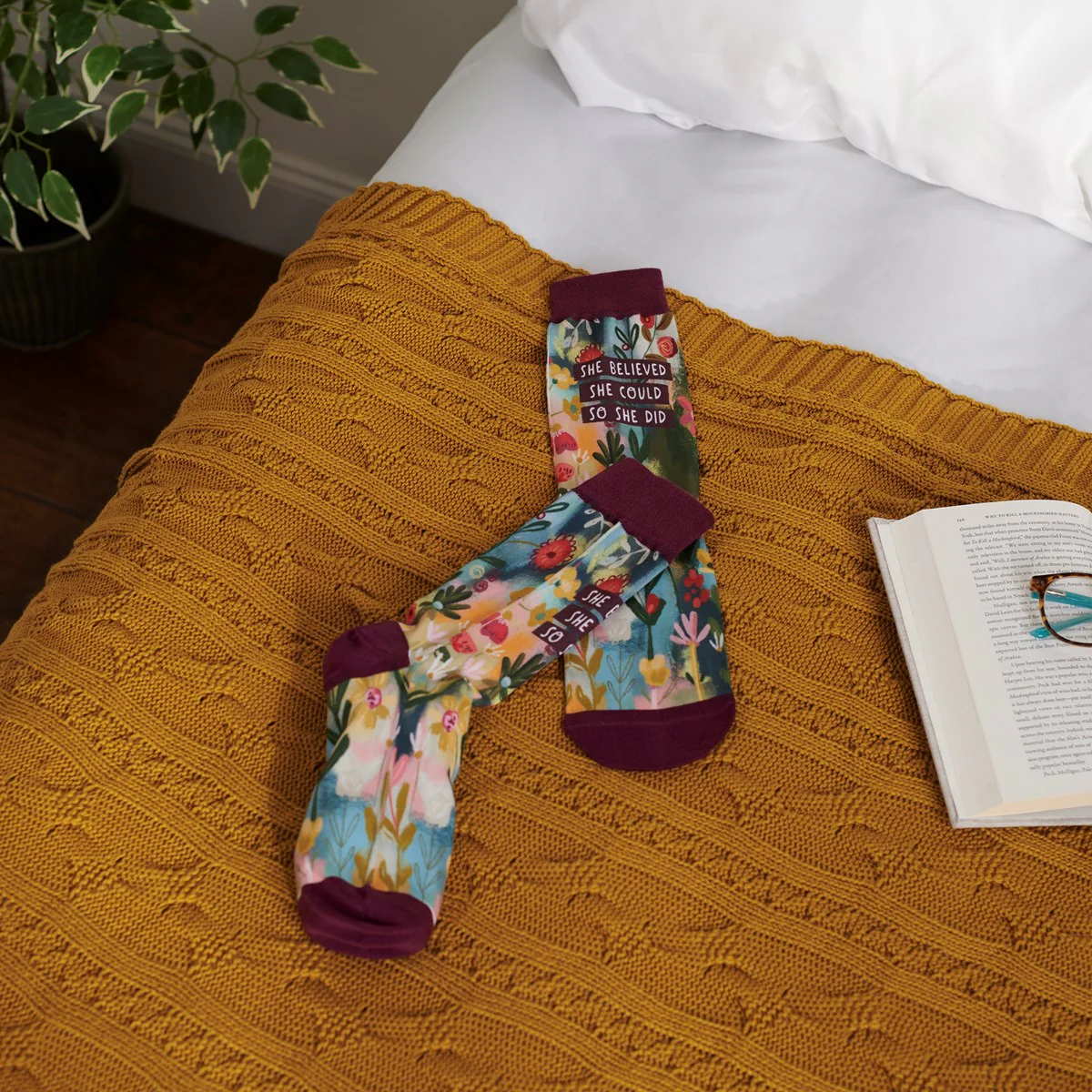 She Believed She Could So She Did Floral Socks - Image 2