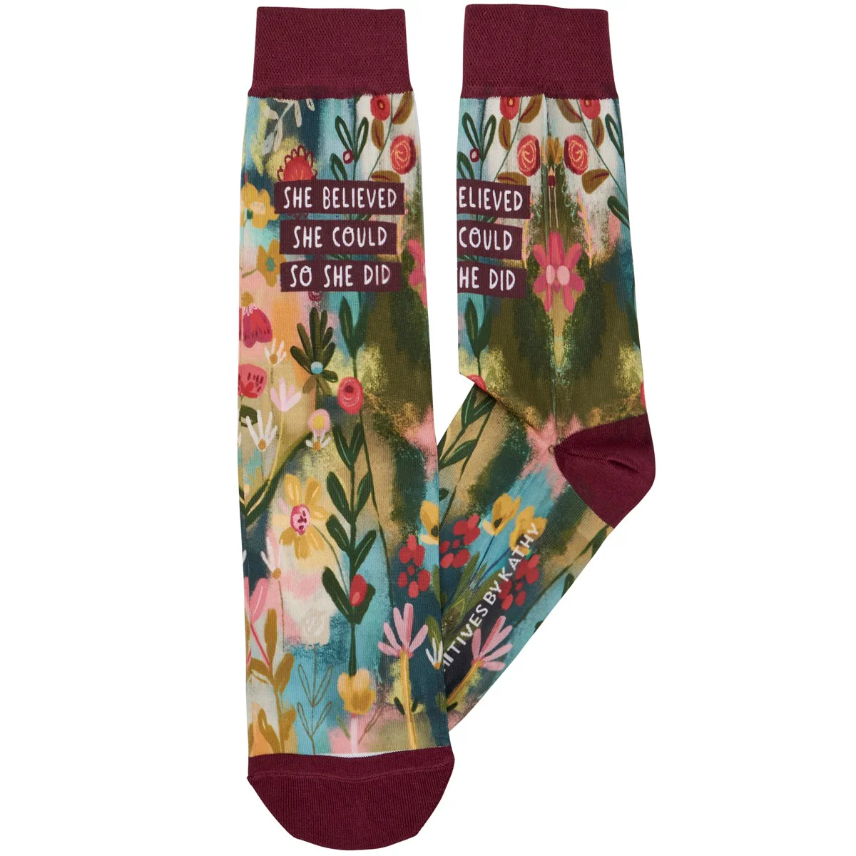 She Believed She Could So She Did Floral Socks - Image 3