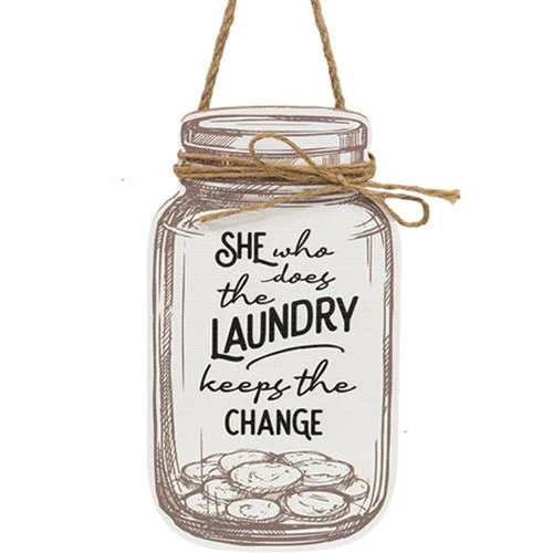 💙 She Who Does the Laundry Mason Jar Hanging Sign - Image 2