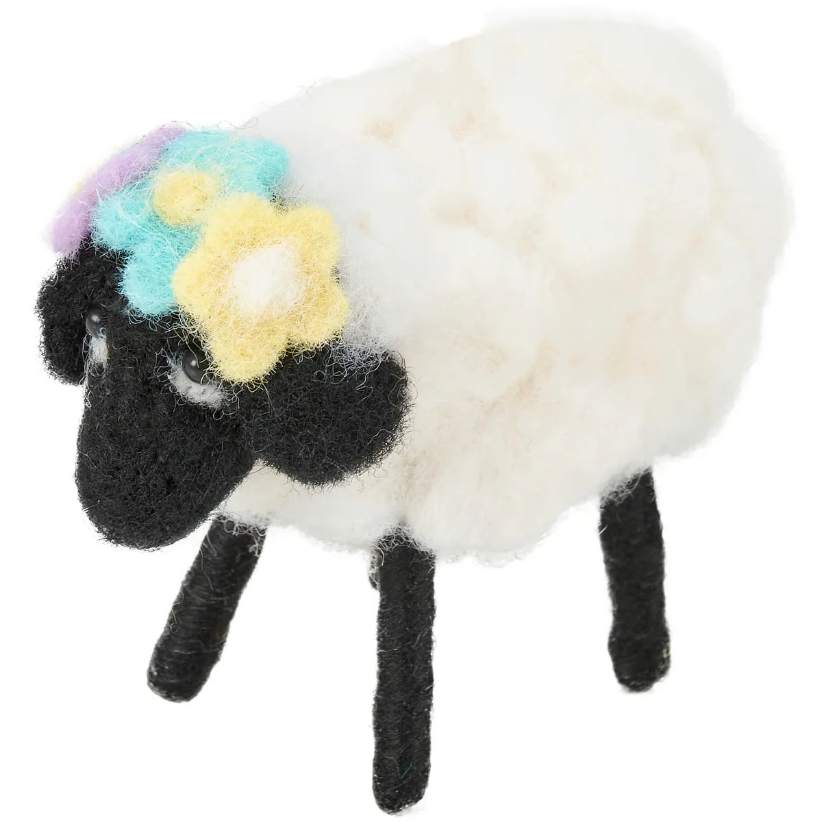 Sheep with Flowers Felt Critter