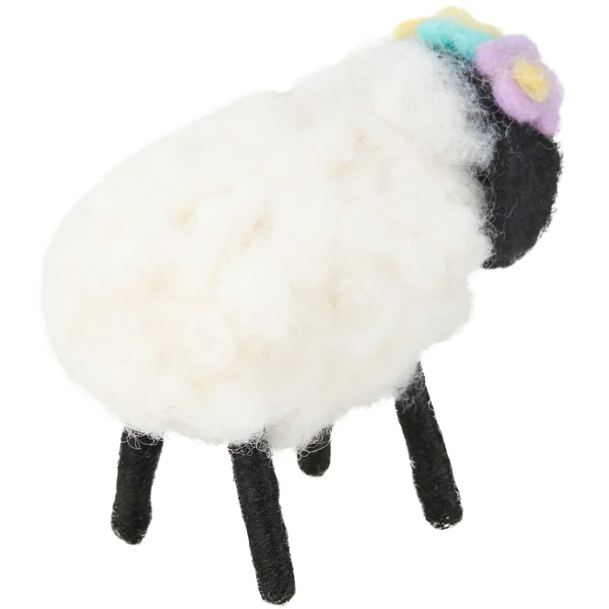 Sheep with Flowers Felt Critter - Image 3