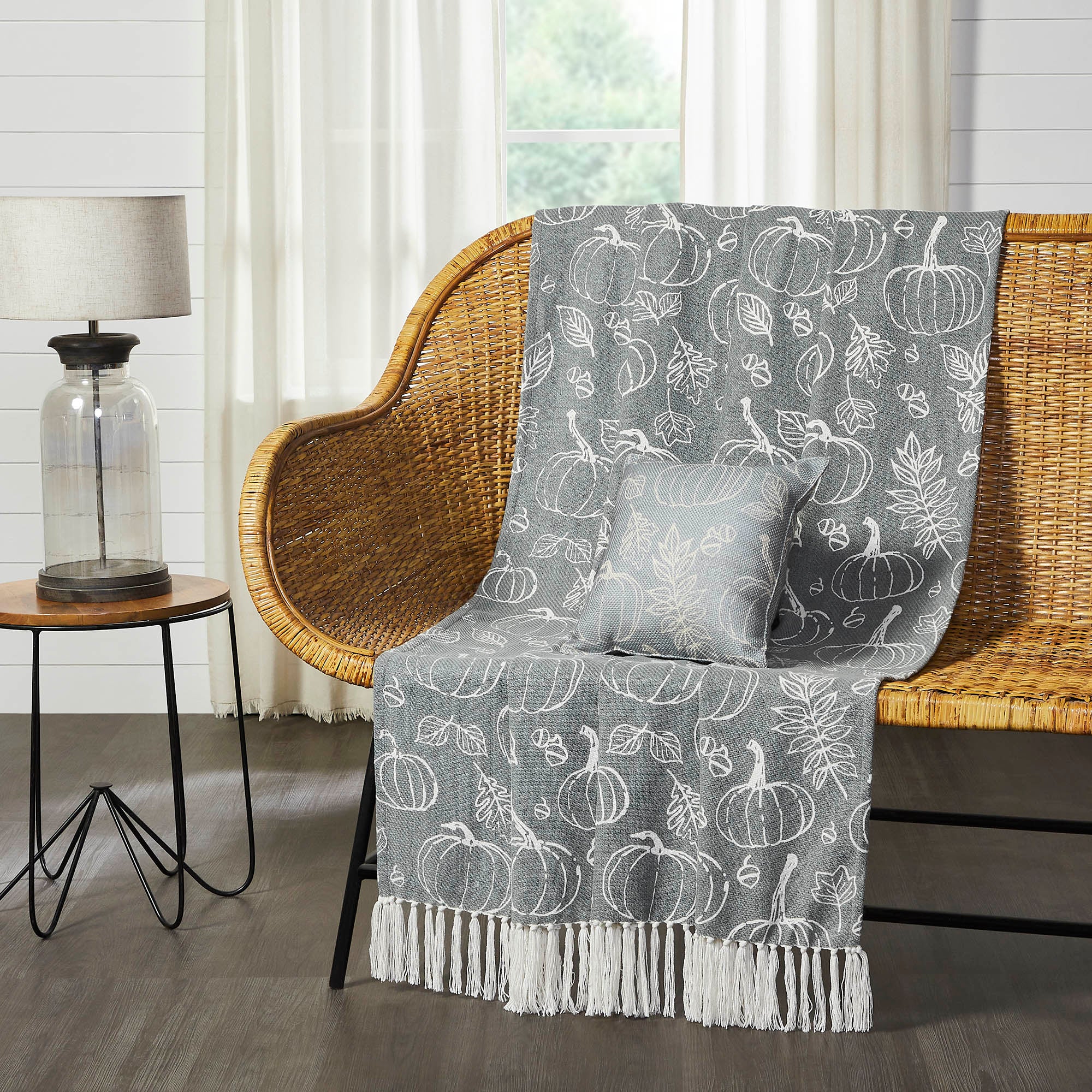 Silhouette Pumpkin Grey Throw 50" x 60" - Image 2