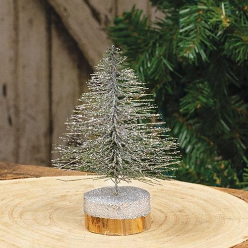 Silver Flat Bottle Brush Tree 6.5" H - Image 2