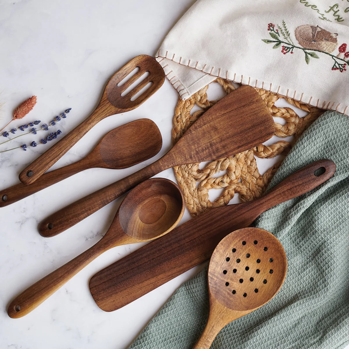 Simple Farm Large Wooden Strainer Spoon - Image 3