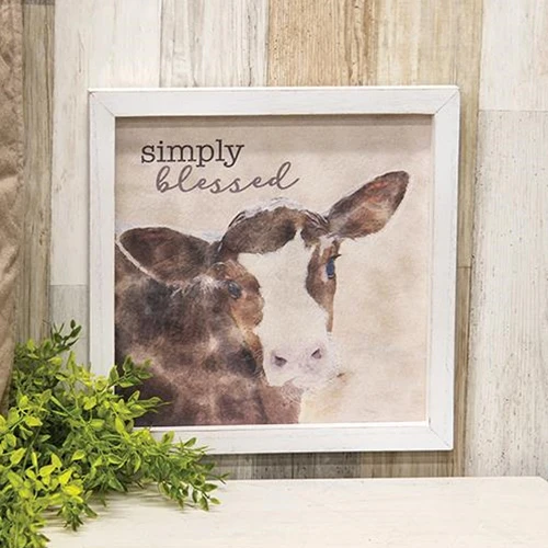 π Simply Blessed Calf Framed 11.75" Sign
