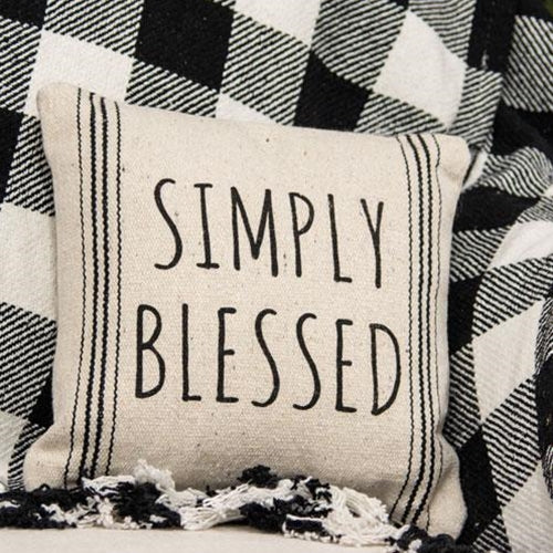 Simply Blessed Striped 10" Small Natural Accent Pillow