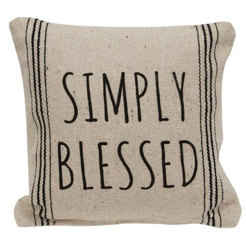 Simply Blessed Striped 10" Small Natural Accent Pillow - Image 2