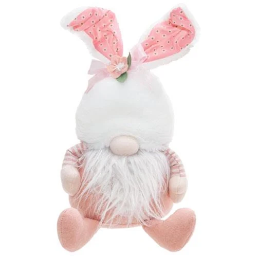 ๐ Sitting Pink Bunny Ear Gnome