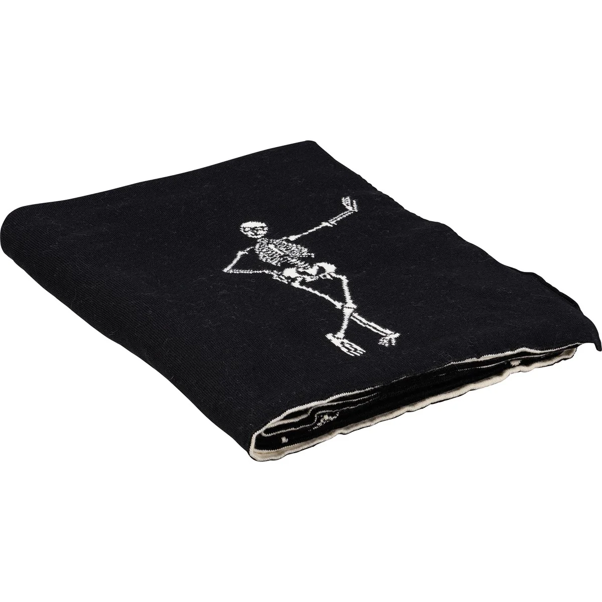Skeletons Black and White Halloween Throw Blanket - Image 2