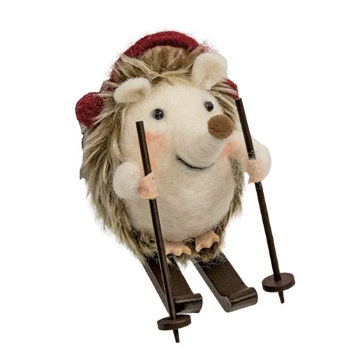 Skiing Hedgehog Felt Ornament