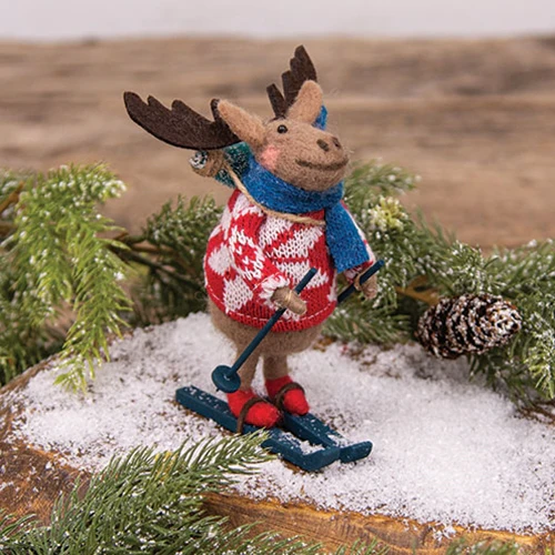Skiing Moose Felt Critter Ornament - Image 2