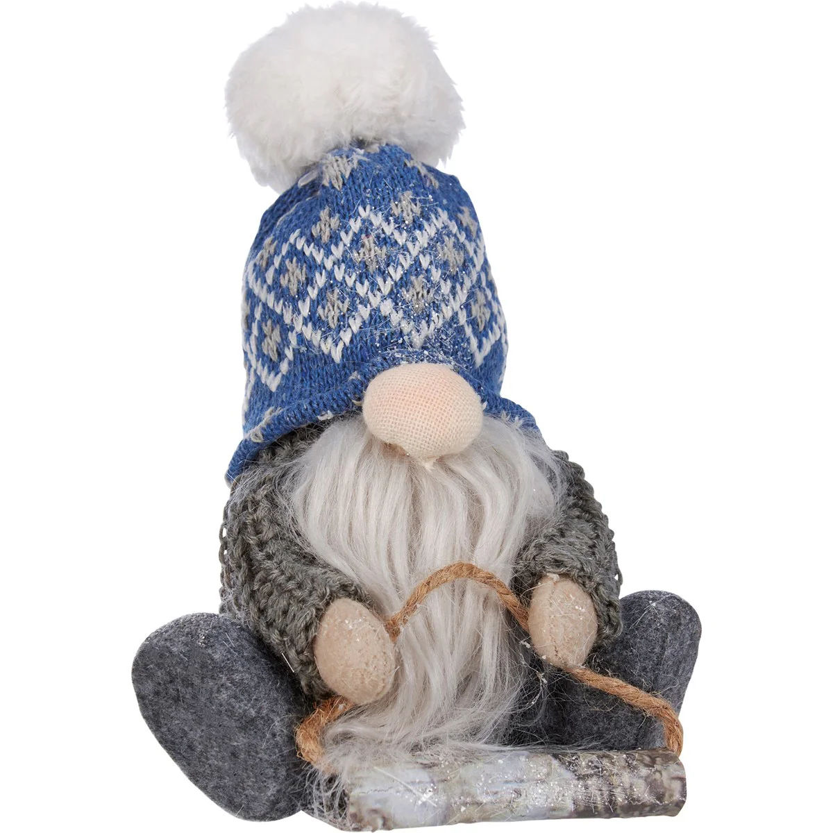 Sledding Gnome Figure in Blue Knit Cap